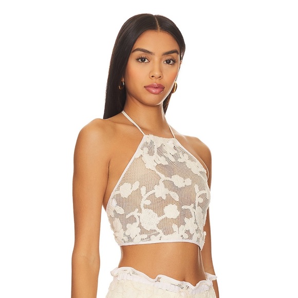 ✨NWOT✨ Revolve x Agua Bendita Spritz Halter Top in Ivory Crochet - Picture 2 of 6